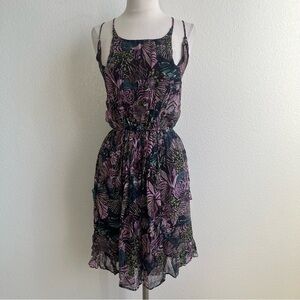 NWT Anthropologie Multicolored Ruffled Floral Strappy Purple Sundress - Size XL